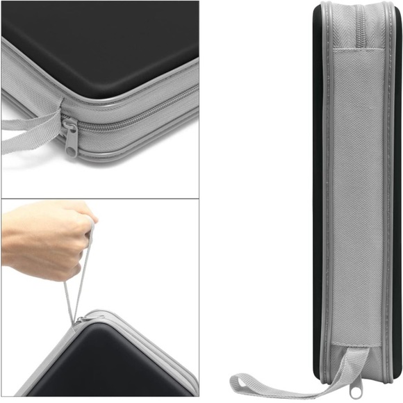 80 Capacity CD/DVD Case Holder Zipper CD Wallet Hard Plastic case black - Picture 4 of 8